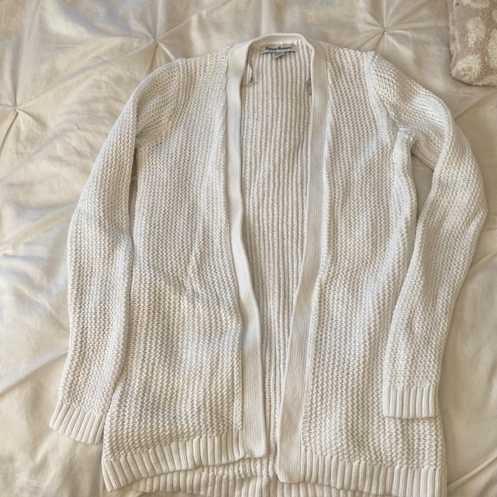 TOMMY BAHAMA. White cable knit cardigan